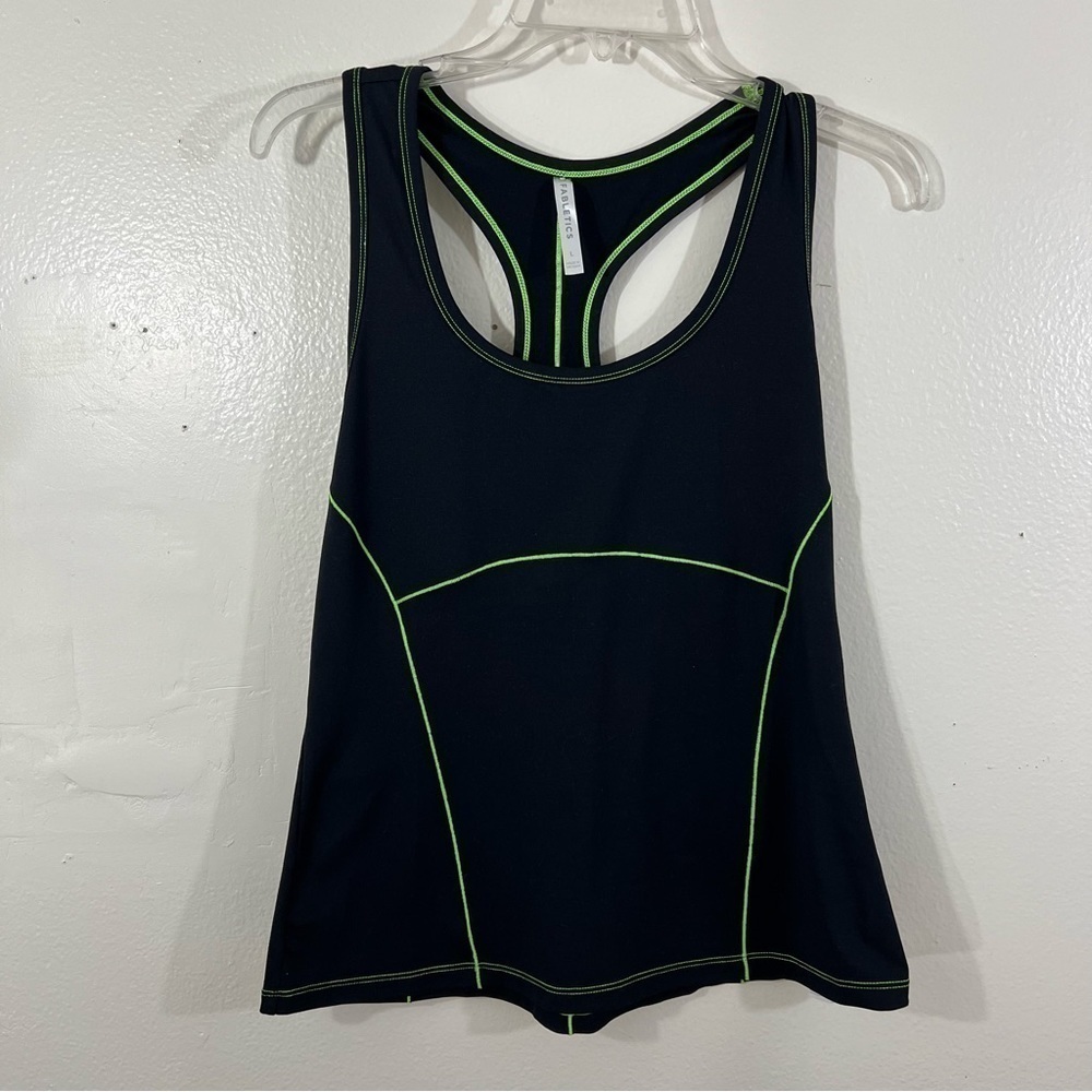 Fabletics Black and Neon Green Workout Tank Large